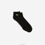Lacoste גרבי כותנה נמתחות ממותגות ספורט DZ4D0D1675 שחור לבן 258 גברים