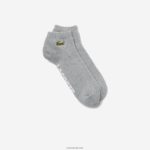 Lacoste גרבי כותנה נמתחות ממותגות ספורט DZ4D0D1677 אפור צ'ין לבן mtg גברים