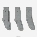 Lacoste גרבי פיקה כותנה בגזרה גבוהה, חבילה 3 DZ4D0D1663 אפור chine yrd גברים