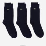 Lacoste גרבי פיקה כותנה בגזרה גבוהה, חבילה 3 DZ4D0D1666 כחול כהה 166 גברים