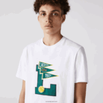 Lacoste דגלונים עם צווארון צווארון חולצת טריקו מכותנה תג DZ4D0D914 לבן 001 גברים