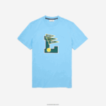 Lacoste דגלונים עם צווארון צווארון חולצת טריקו מכותנה תג DZ4D0D915 תכלת 709 גברים