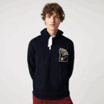 Lacoste דגלונים l תג סווטשירט צמר כותנה עם ברדס DZ4D0D1100 כחול כהה 166 גברים - Image 4