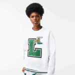 Lacoste הדפס אוברסייז וסווטשירט ממותג DZ4D0D2578 לבן 001 נשים