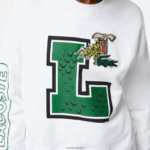 Lacoste הדפס אוברסייז וסווטשירט ממותג DZ4D0D2578 לבן 001 נשים - Image 4