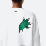 Lacoste הדפס אוברסייז וסווטשירט ממותג DZ4D0D2578 לבן 001 נשים - Image 7