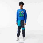 Lacoste הדפס אוברסייז וסווטשירט ממותג DZ4D0D2579 כחול k1q נשים - Image 2