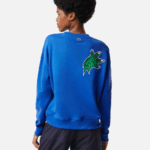 Lacoste הדפס אוברסייז וסווטשירט ממותג DZ4D0D2579 כחול k1q נשים - Image 3