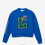 Lacoste הדפס אוברסייז וסווטשירט ממותג DZ4D0D2579 כחול k1q נשים - Image 5