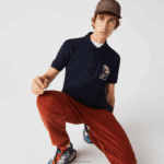 Lacoste התאמה רגילה l תג כותנה פיקה פולו DZ4D0D896 כחול כהה 166 גברים - Image 3