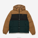 Lacoste ז'קט דוחה מים בצבע קווילט DZ4D0D1227 חום שחור ירוק tpv גברים - Image 5