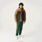 Lacoste ז'קט דוחה מים בצבע קווילט DZ4D0D1227 חום שחור ירוק tpv גברים - Image 8