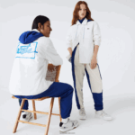 Lacoste ז'קט מכופתרת עם קפוצ'ון ניגודיות חי DZ4D0D1316 לבן כחול אימה גברים