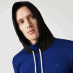 Lacoste ז'קט סוודר קפוצ'ון ספורטיבי מניילון ספורטיבי DZ4D0D1193 כחול שחור לבן pwh גברים - Image 2