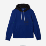 Lacoste ז'קט סוודר קפוצ'ון ספורטיבי מניילון ספורטיבי DZ4D0D1193 כחול שחור לבן pwh גברים - Image 5
