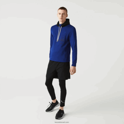 Lacoste ז'קט סוודר קפוצ'ון ספורטיבי מניילון ספורטיבי DZ4D0D1193 כחול שחור לבן pwh גברים