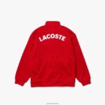 Lacoste ז'קט פליסה עם רוכסן צווארון סטנד-אפ ממותג המורשת DZ4D0D3250 אדום לבן c9u ילדים - Image 2