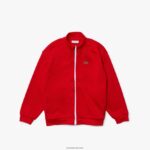 Lacoste ז'קט פליסה עם רוכסן צווארון סטנד-אפ ממותג המורשת DZ4D0D3250 אדום לבן c9u ילדים