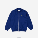 Lacoste ז'קט פליסה עם רוכסן צווארון סטנד-אפ ממותג המורשת DZ4D0D3249 כחול לבן emj ילדים