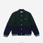Lacoste ז'קט פסים מכותנה אורגנית DZ4D0D3247 כחול כהה ירוק 7qk בנים - Image 4