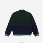 Lacoste ז'קט פסים מכותנה אורגנית DZ4D0D3247 כחול כהה ירוק 7qk בנים - Image 5