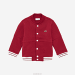 Lacoste ז'קט פסים מכותנה אורגנית DZ4D0D3248 בורדו ורוד 9e1 בנים