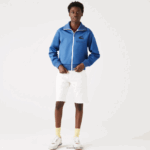 Lacoste ז'קט צווארון סטנד-אפ תנין עם רוכסן DZ4D0D1203 כחול hn8 גברים - Image 2