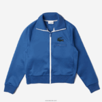 Lacoste ז'קט צווארון סטנד-אפ תנין עם רוכסן DZ4D0D1203 כחול hn8 גברים - Image 5