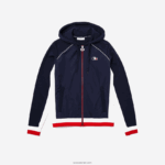 Lacoste ז'קט צמר עם רוכסן מהדורת ספורט צרפתית DZ4D0D2610 חוק כהה כחול לבן אדום נשים - Image 5