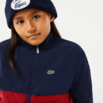 Lacoste ז'קט קולורבלוק בעל צוואר גבוה DZ4D0D3219 סיכה בורדו כחול כהה ילדים - Image 8