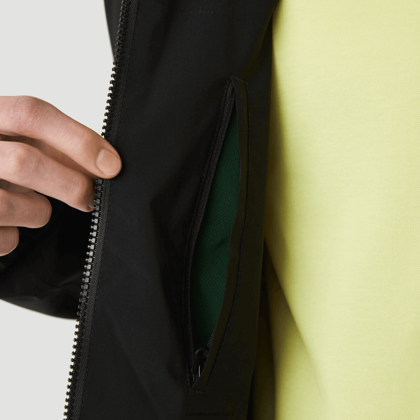 Lacoste ז'קט קצר עמיד במים עם רוכסן DZ4D0D1314 שחור 031 גברים - Image 9