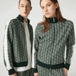 Lacoste ז'קט רוכסן אקארד בדוגמת מונוגרמה חיה DZ4D0D1188 ירוק בז '7m4 גברים