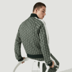 Lacoste ז'קט רוכסן אקארד בדוגמת מונוגרמה חיה DZ4D0D1188 ירוק בז '7m4 גברים - Image 3