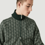 Lacoste ז'קט רוכסן אקארד בדוגמת מונוגרמה חיה DZ4D0D1188 ירוק בז '7m4 גברים - Image 7