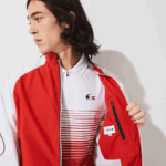 Lacoste ז'קט רוכסן עמיד במים מהדורת sport צרפתית ספורטיבית DZ4D0D1287 אדום לבן כחול כהה yy2 גברים - Image 6