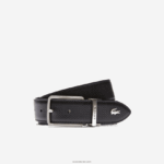 Lacoste חגורת עור פיקה עם אבזם חרוט הפיכה DZ4D0D2077 שחור 000 גברים