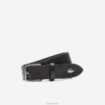 Lacoste חגורת עור תפורה מתכת תנין DZ4D0D2093 שחור 000 גברים