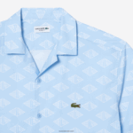 Lacoste חולצה בהדפס מונוגרמה עם שרוולים קצרים DZ4D0D508 כחול לבן fv2 גברים - Image 5