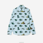 Lacoste חולצה בהדפס תנין בכושר רגיל DZ4D0D1574 כחול לבן אייפ גברים - Image 5