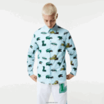 Lacoste חולצה בהדפס תנין בכושר רגיל DZ4D0D1574 כחול לבן אייפ גברים - Image 7