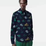 Lacoste חולצה בהדפס תנין בכושר רגיל DZ4D0D1575 כחול כהה לבן qrn גברים