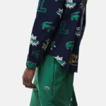 Lacoste חולצה בהדפס תנין בכושר רגיל DZ4D0D1575 כחול כהה לבן qrn גברים - Image 6