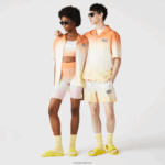 Lacoste חולצה עם הדפס מדורג בגזרה רגועה DZ4D0D1584 כתום לבן צהוב z81 גברים - Image 4