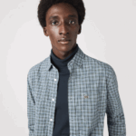 Lacoste חולצה עם הדפס צ'קים בהתאמה רגילה DZ4D0D1609 לבן שחור ירוק טב גברים
