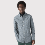 Lacoste חולצה עם הדפס צ'קים בהתאמה רגילה DZ4D0D1609 לבן שחור ירוק טב גברים - Image 3