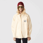 Lacoste חולצת אוברסייז מכותנה אוקספורד DZ4D0D2651 צהוב לבן hhf נשים - Image 2