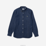 Lacoste חולצת ג'ינס מכותנה אורגנית בכושר רגיל DZ4D0D1503 אפור qjh גברים - Image 4