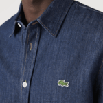 Lacoste חולצת ג'ינס מכותנה אורגנית בכושר רגיל DZ4D0D1503 אפור qjh גברים - Image 7