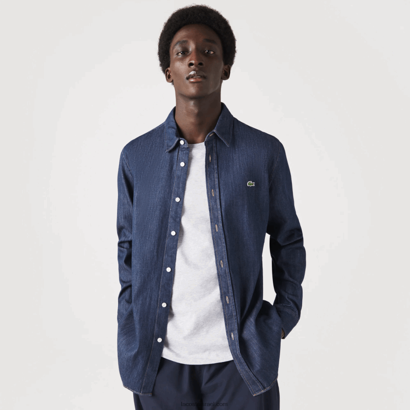 lacoste_d797d795d79cd7a6d7aa_d792d799d7a0d7a1_d79ed79bd795d7aad7a0d794_d790d795d7a8d792d7a0d799d7aa_d791d79bd795d7a9d7a8_d7a.png Lacoste חולצת ג'ינס מכותנה אורגנית בכושר רגיל DZ4D0D1503 אפור qjh גברים - Image 1