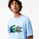 Lacoste חולצת טי אוברסייז תנין בכושר נינוח DZ4D0D609 כחול hbp גברים - Image 2